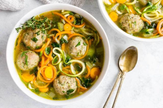 Chicken Meatball and Vegetable Noodle Soup