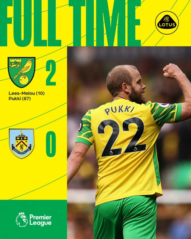 Norwich City 2 - 0 Burnley