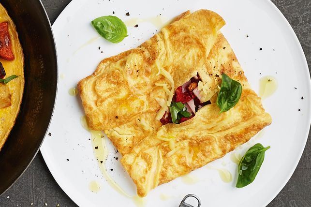 Cheesy ham omelette parcel recipe